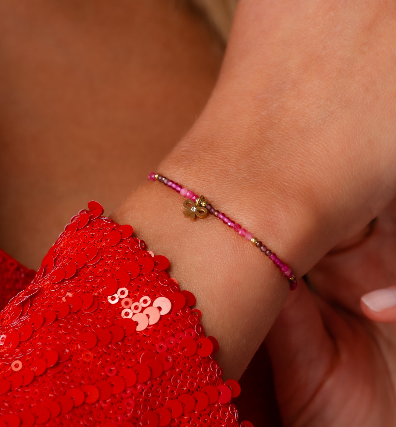 Bransoletka z jadeitami i kokardką - By Dziubeka