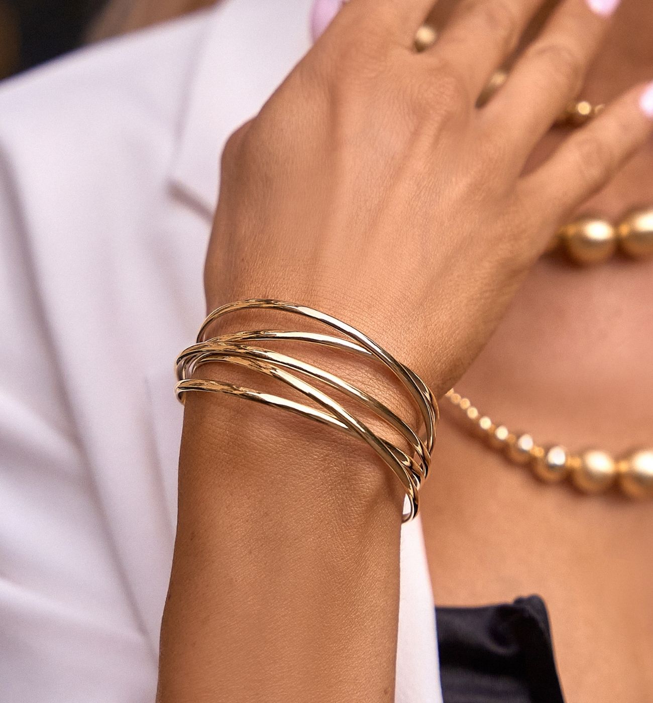 Bransoletka obręcz złota potrójna Harmony BSA0712