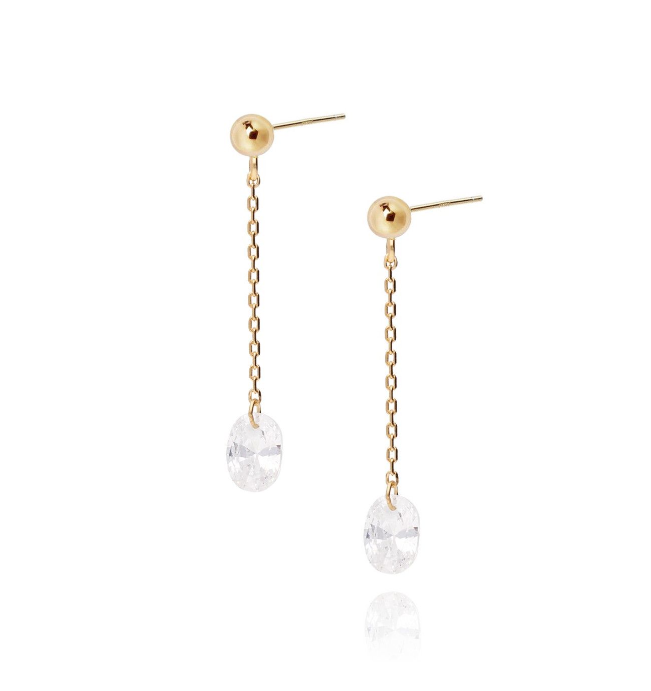 Kolczyki srebrne z kryształkiem pozłacane - By Dziubeka