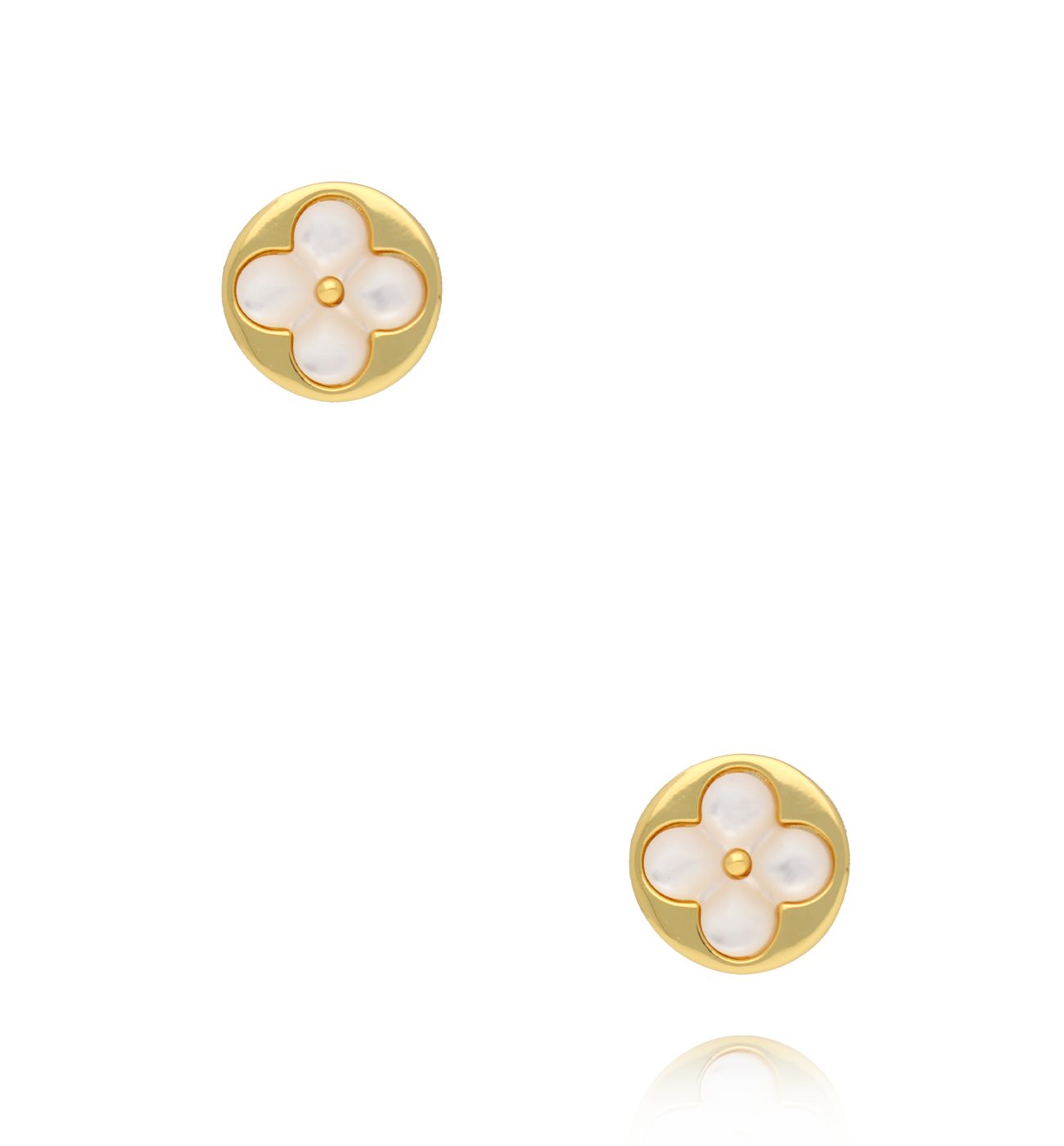 Kolczyki z motywem czterolistnej koniczynki z masy perłowej - By Dziubeka