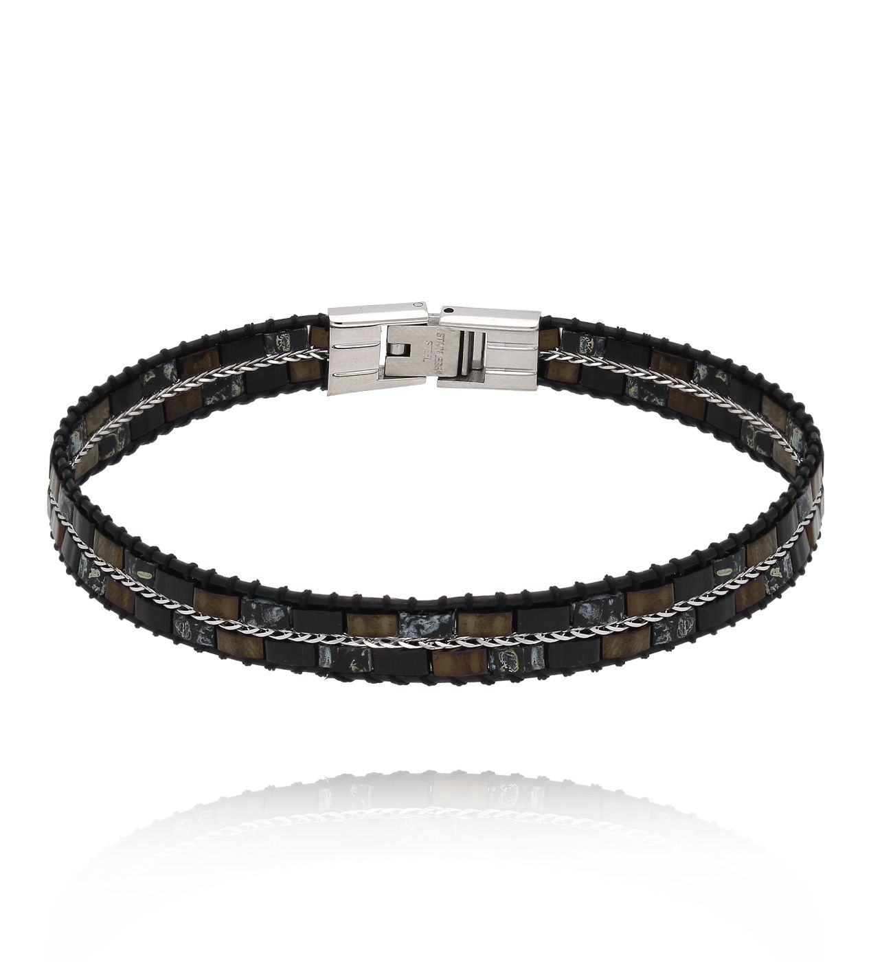 Bransoletka męska brązowa czarna BMITC0911