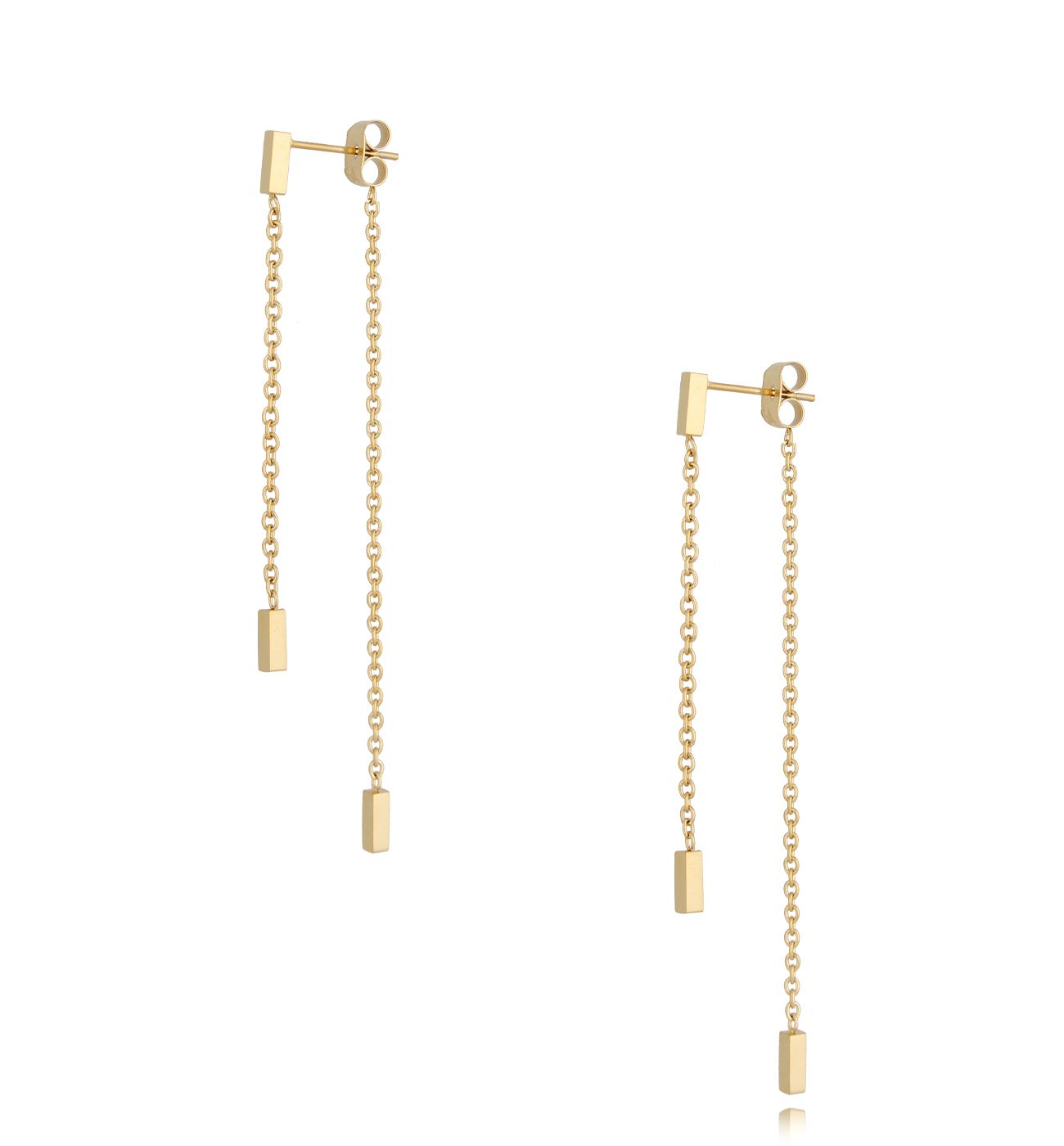 Kolczyki złote patyczki na długich łańcuszkach Marrini - By Dziubeka