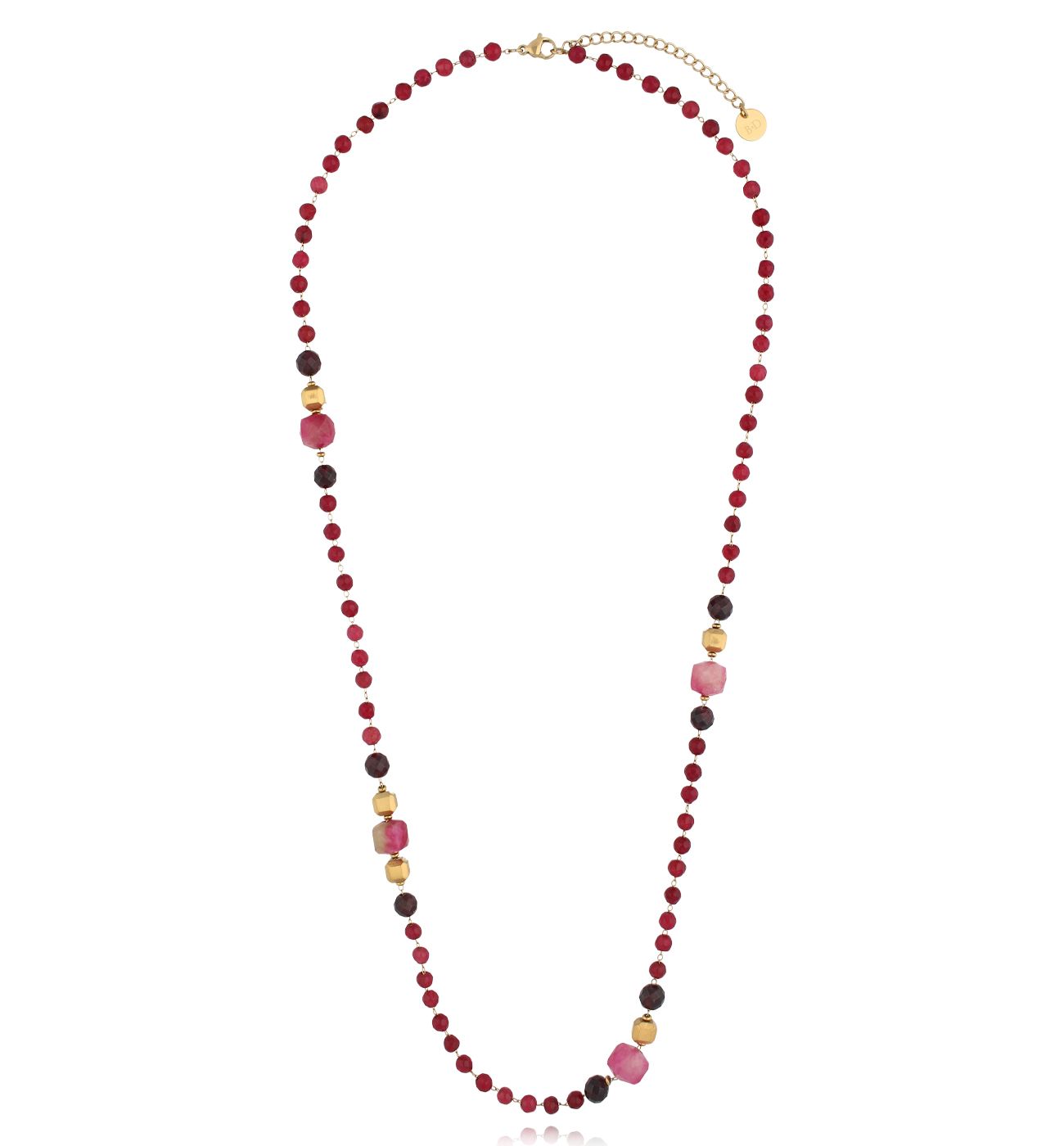 Naszyjnik długi z jadeitami i granatami - By Dziubeka