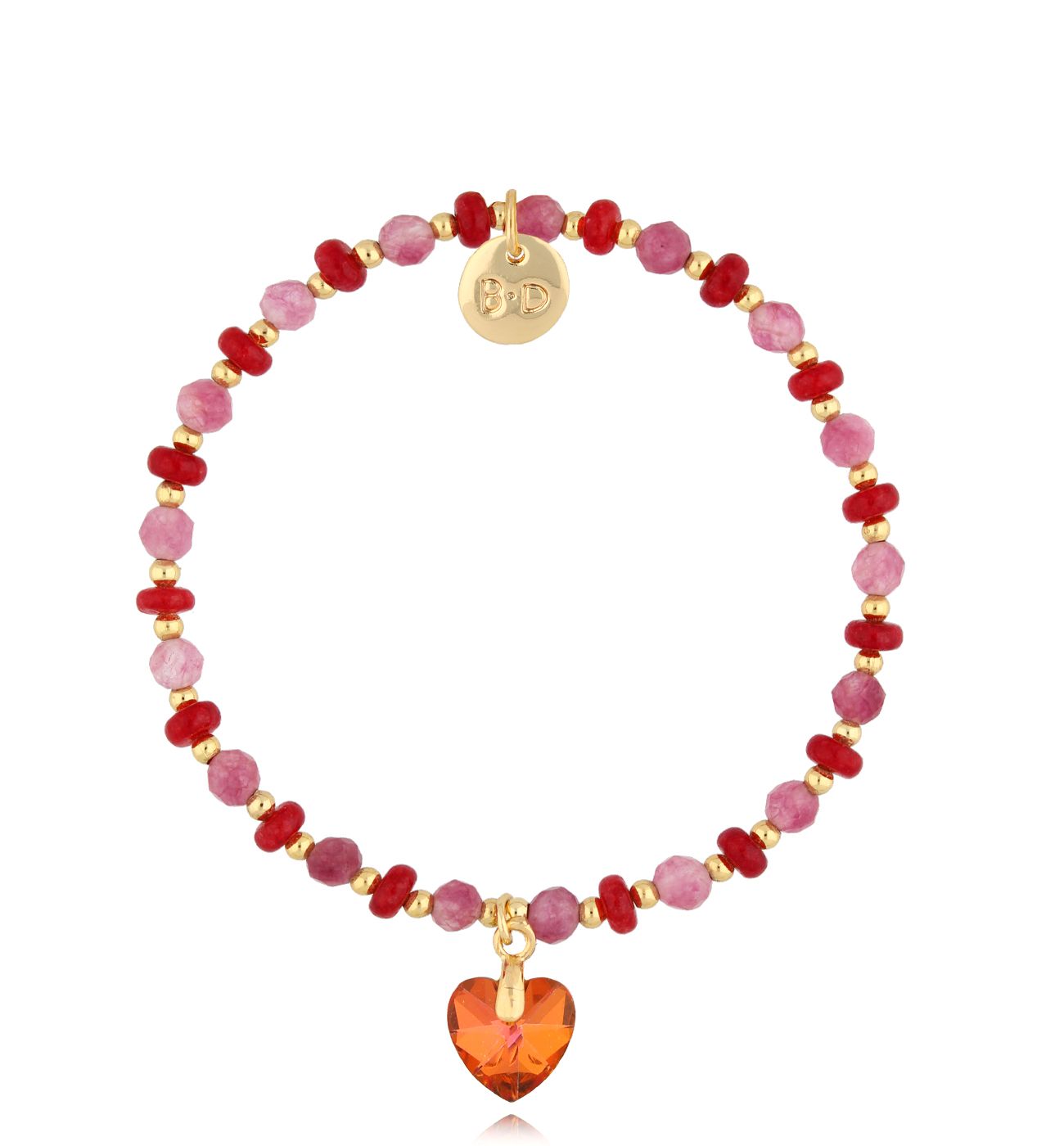 Bransoletka czerwono różowa z sercem Embla BTW2212