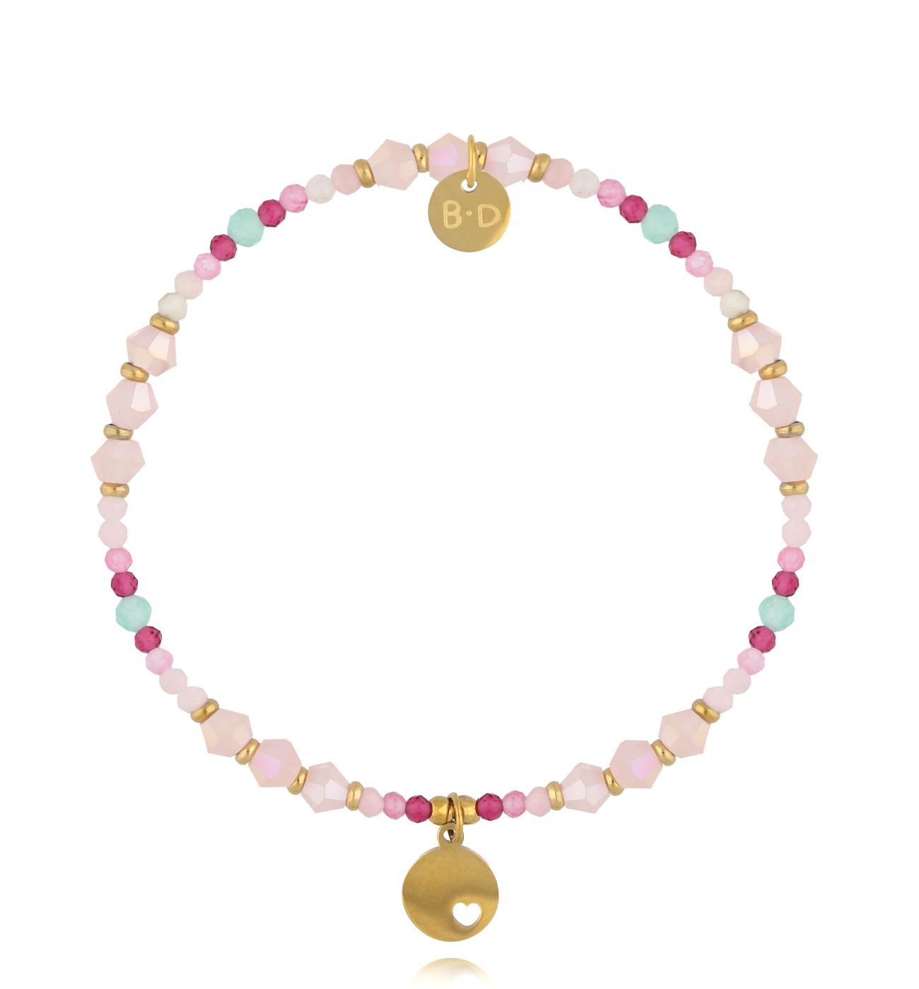 Bransoletka pastelowa z zawieszką w kształcie serca - By Dziubeka