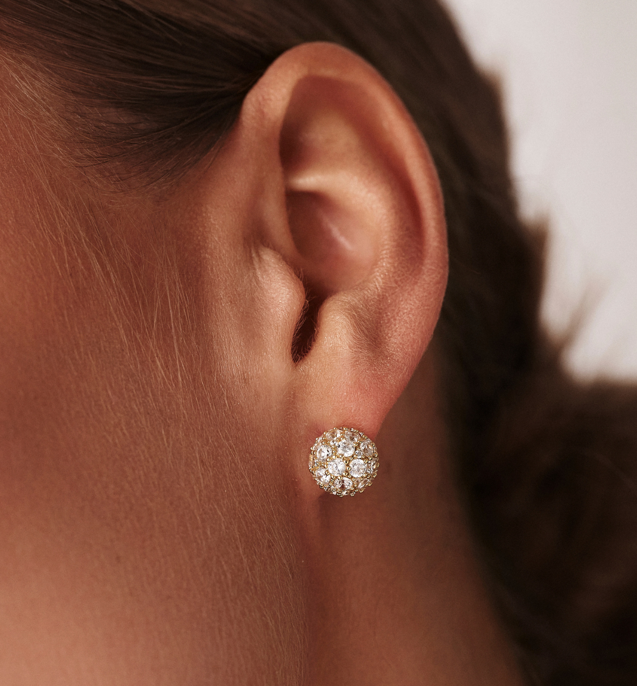 Koczyki kulki złote z cyrkoniami - By Dziubeka