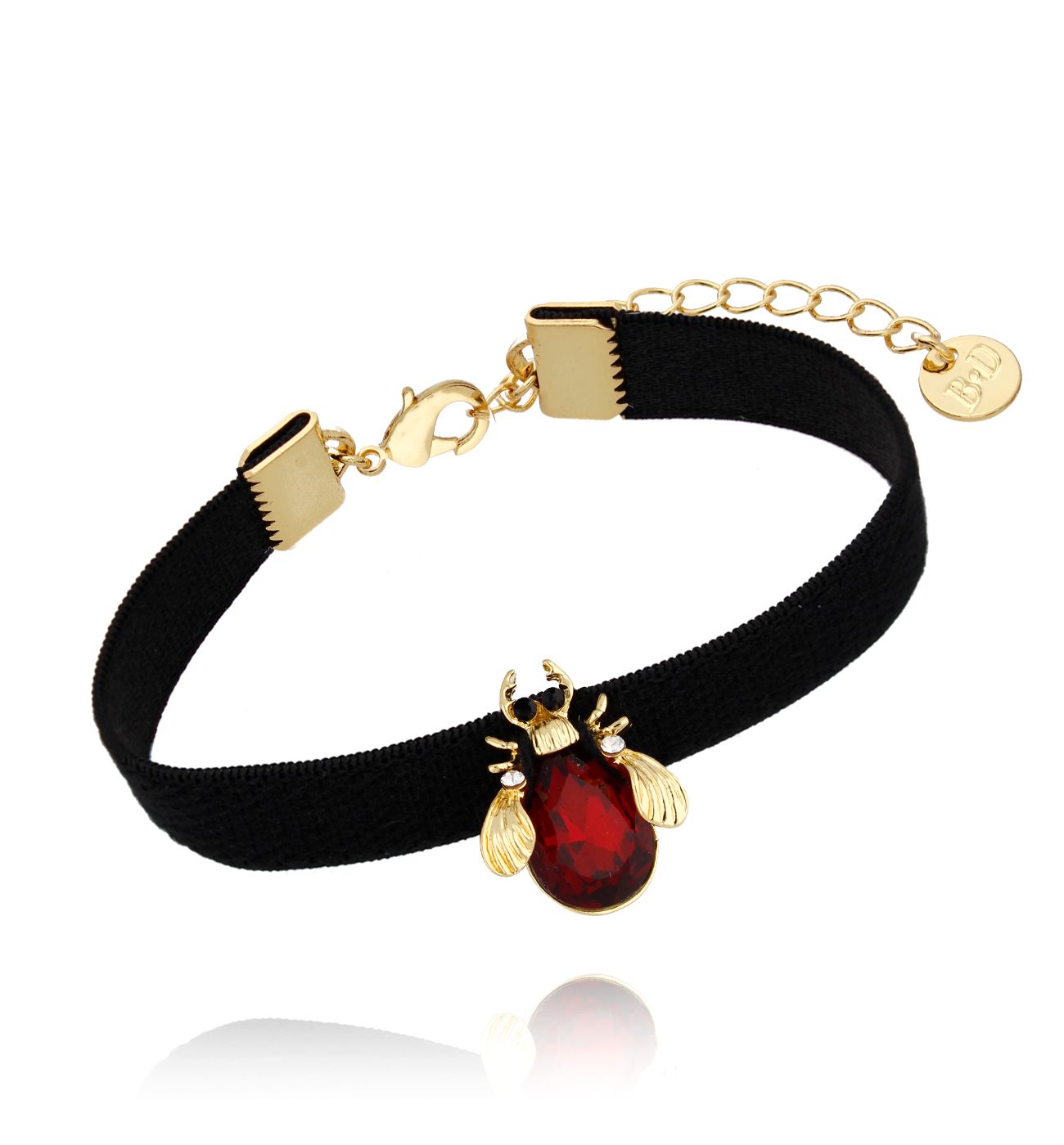 Bransoletka z czerwonym owadem na tasiemce Bleu BMI0135