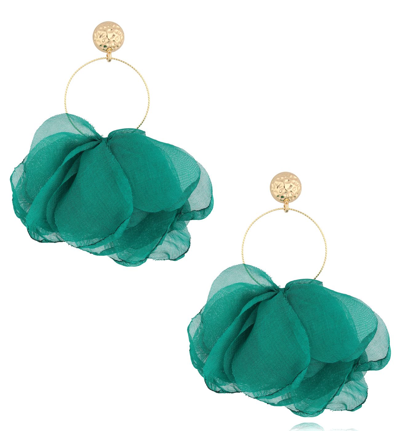 Kolczyki z zieloną tkaniną - By Dziubeka