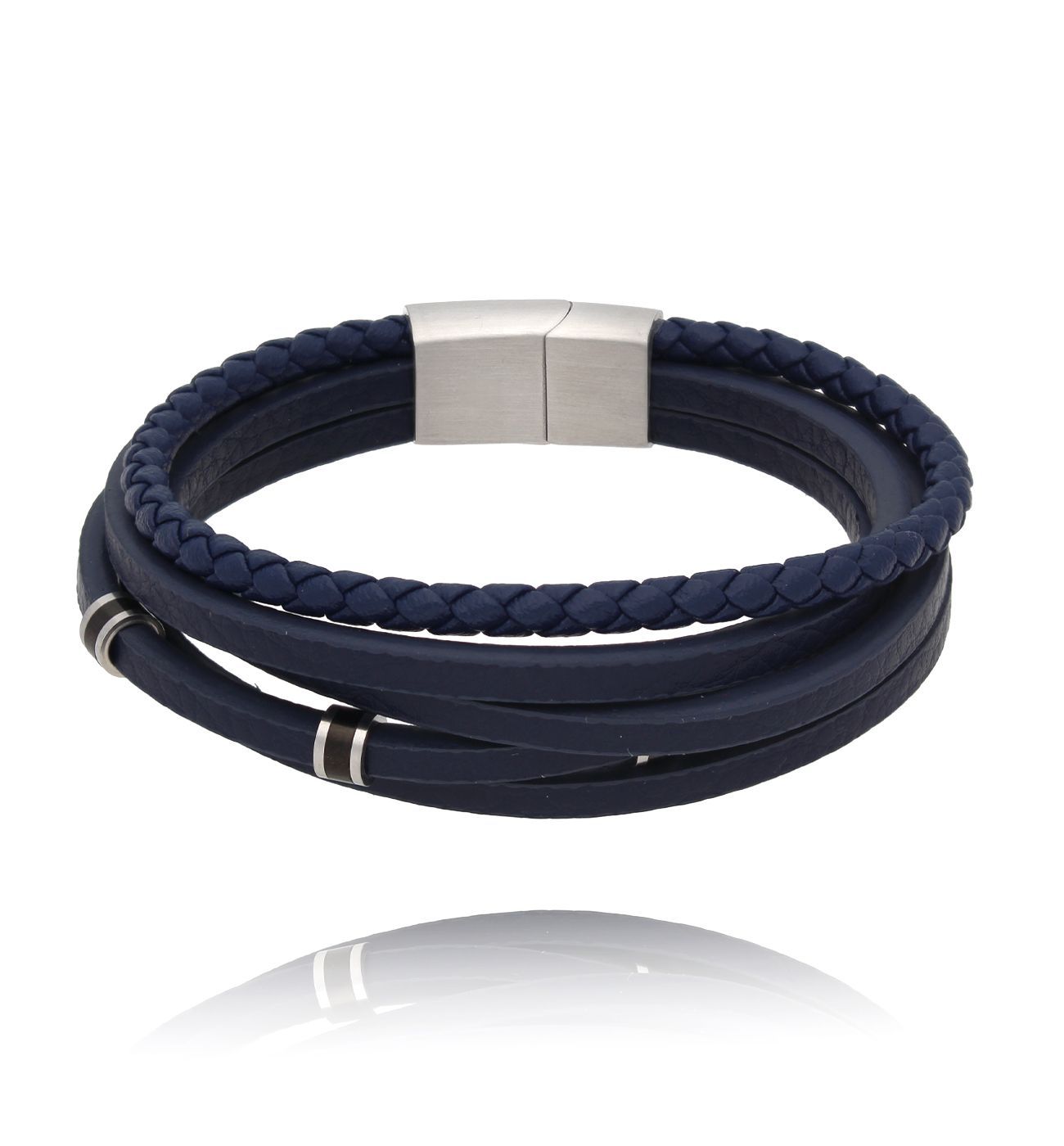 Bransoletka męska skórzana granatowa Deodato BMITC0770