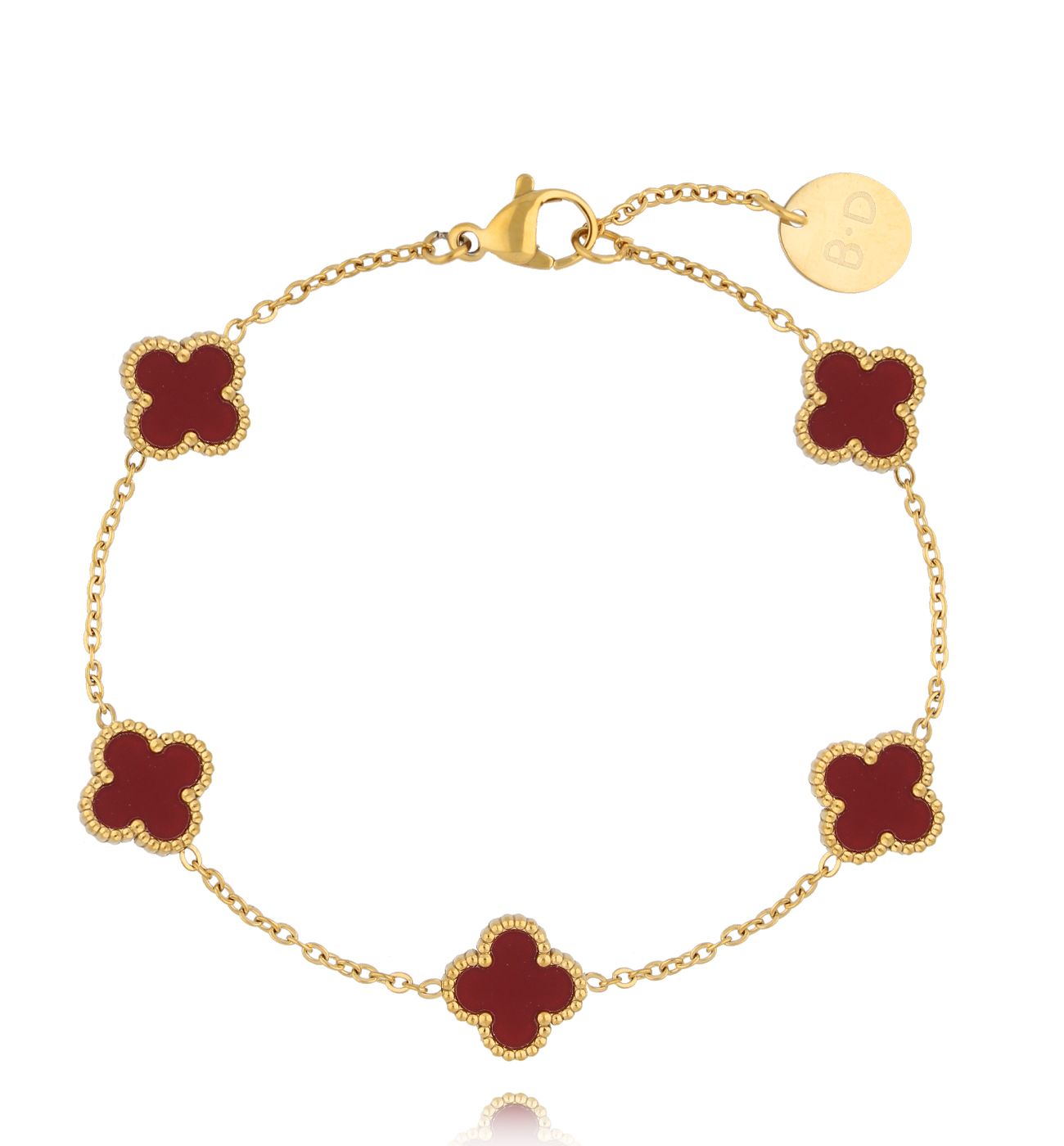 Bransoletka z bordowymi koniczynkami Clovers BSY0098