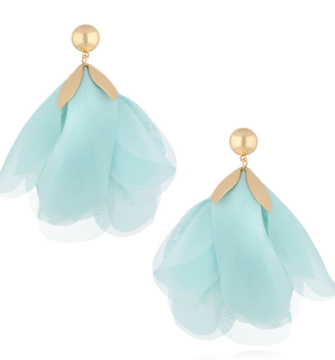 Kolczyki błękitną z tkaniną - By Dziubeka