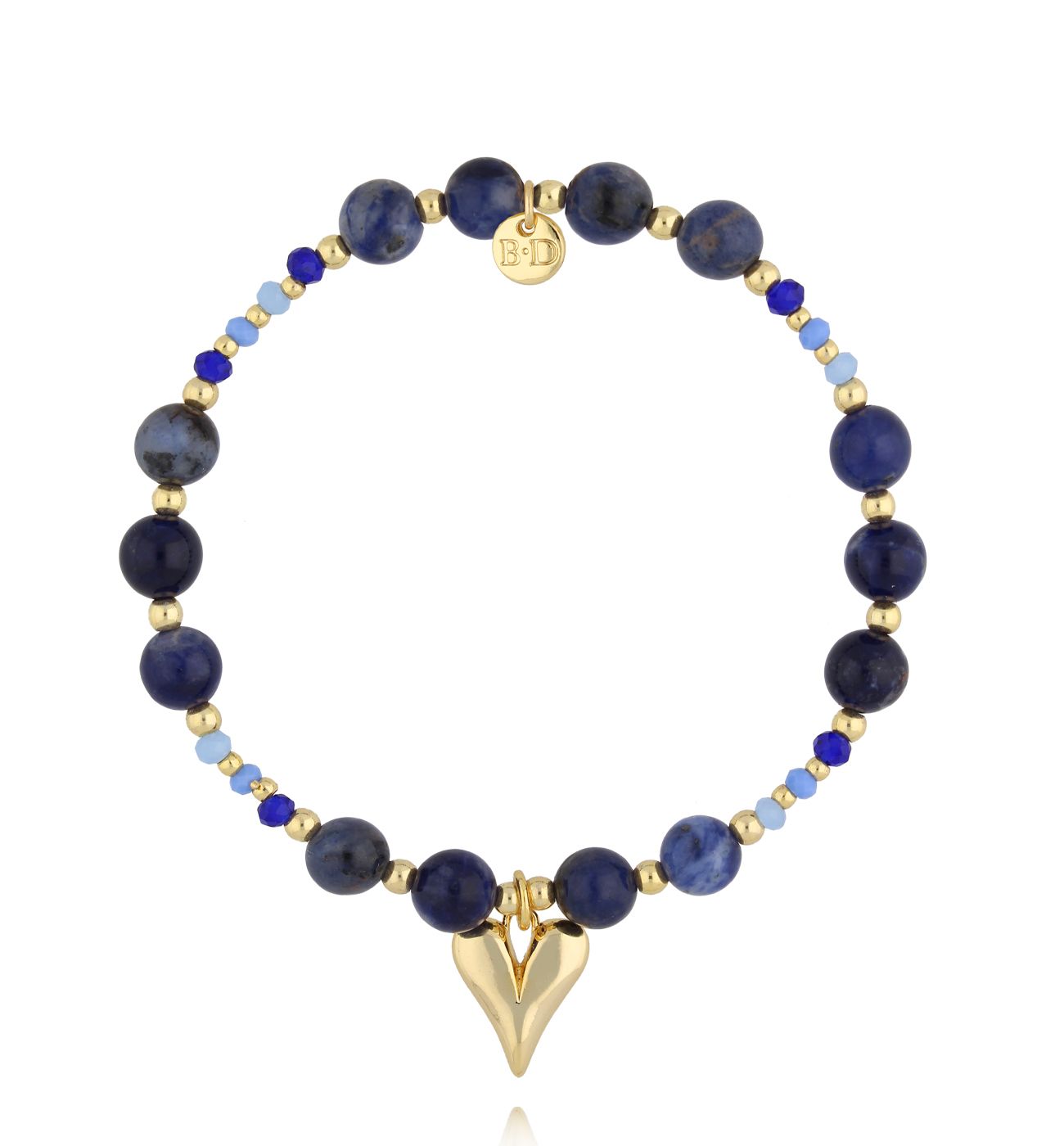 Bransoletka z sodalitami i złotym sercem - By Dziubeka