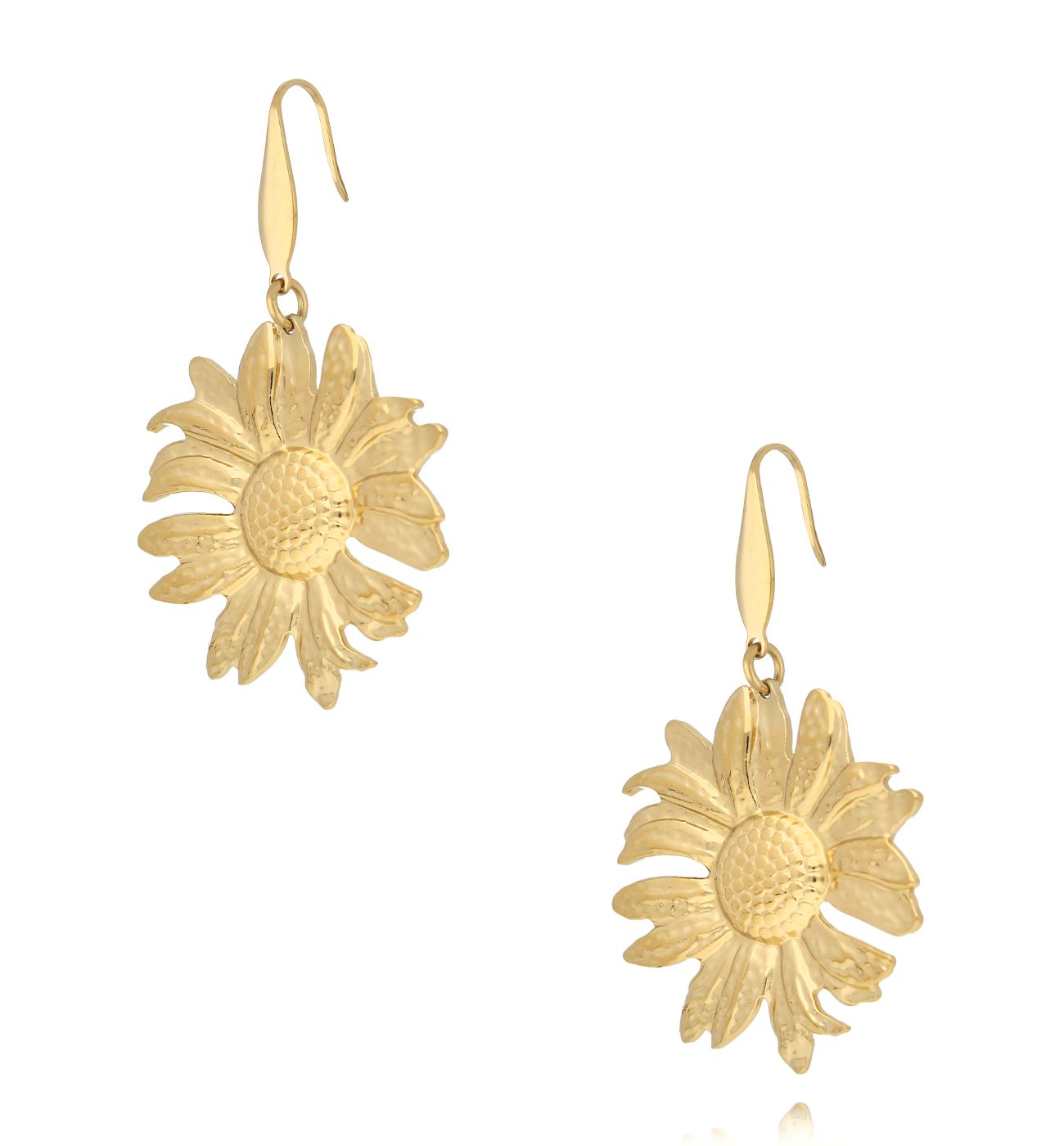 Kolczyki z kwiatami złote - By Dziubeka