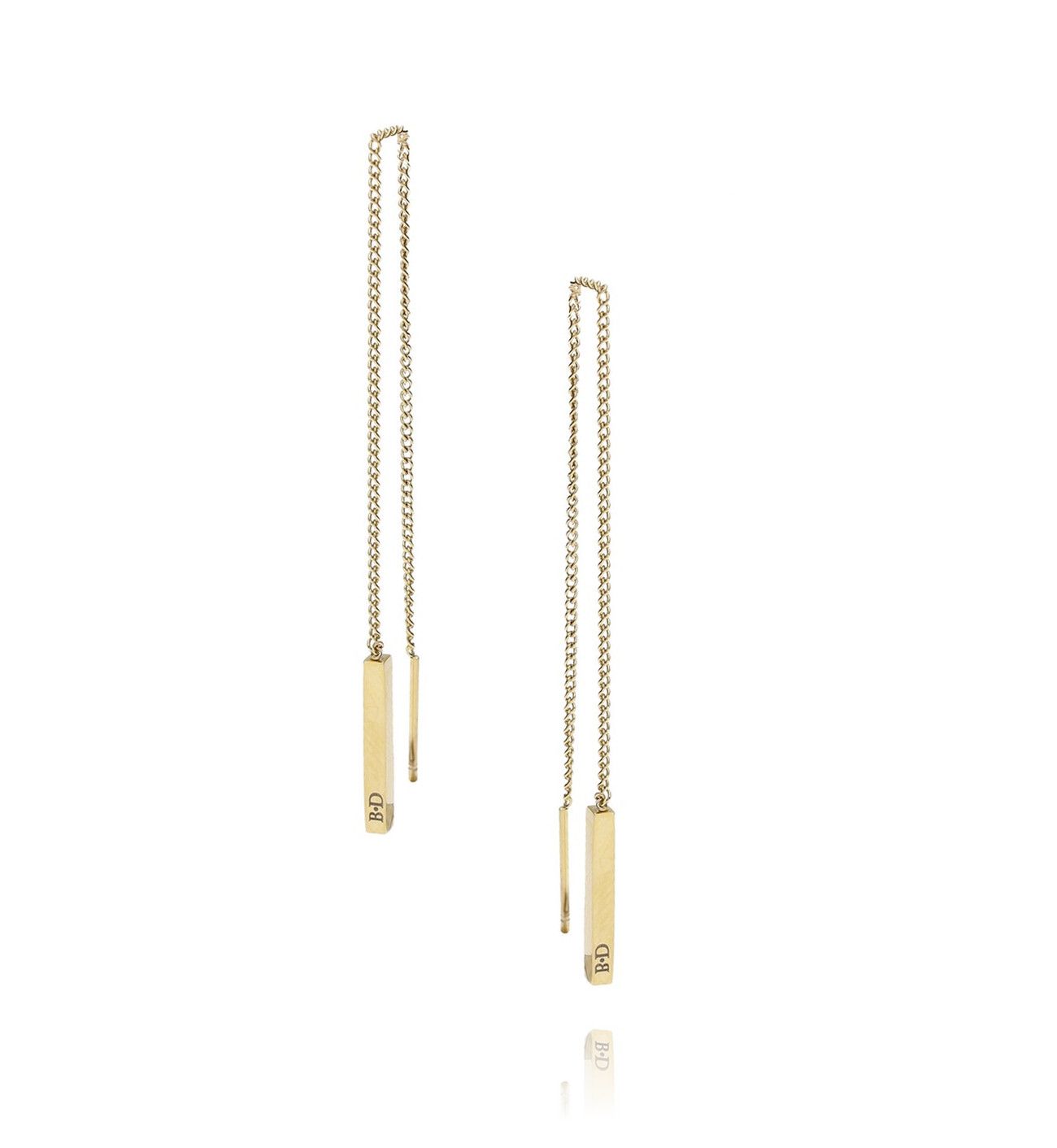 Kolczyki złote patyczki na długich łańcuszkach KSA0032