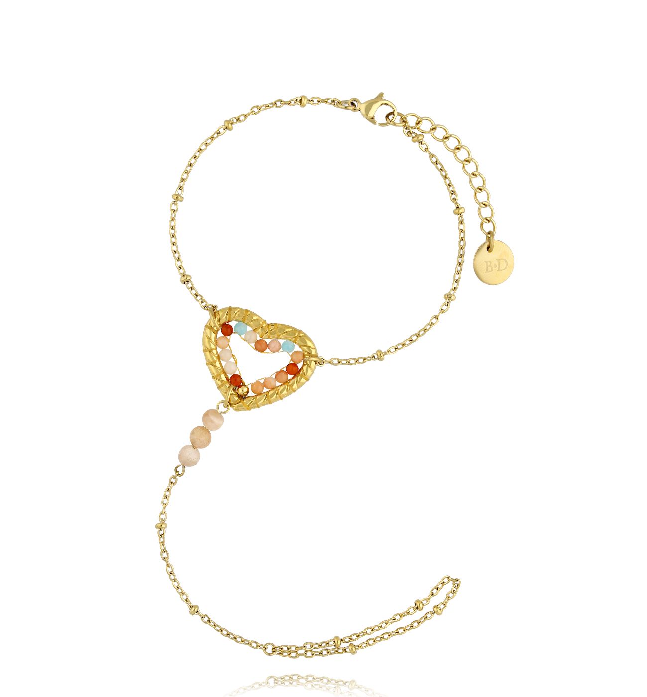 Bransoletka kolorowe serce z pierścionkiem Beades BBI0054