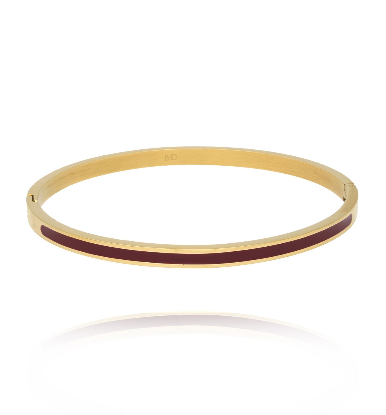 Bransoletka obręcz z bordową emalią złota BSA0807