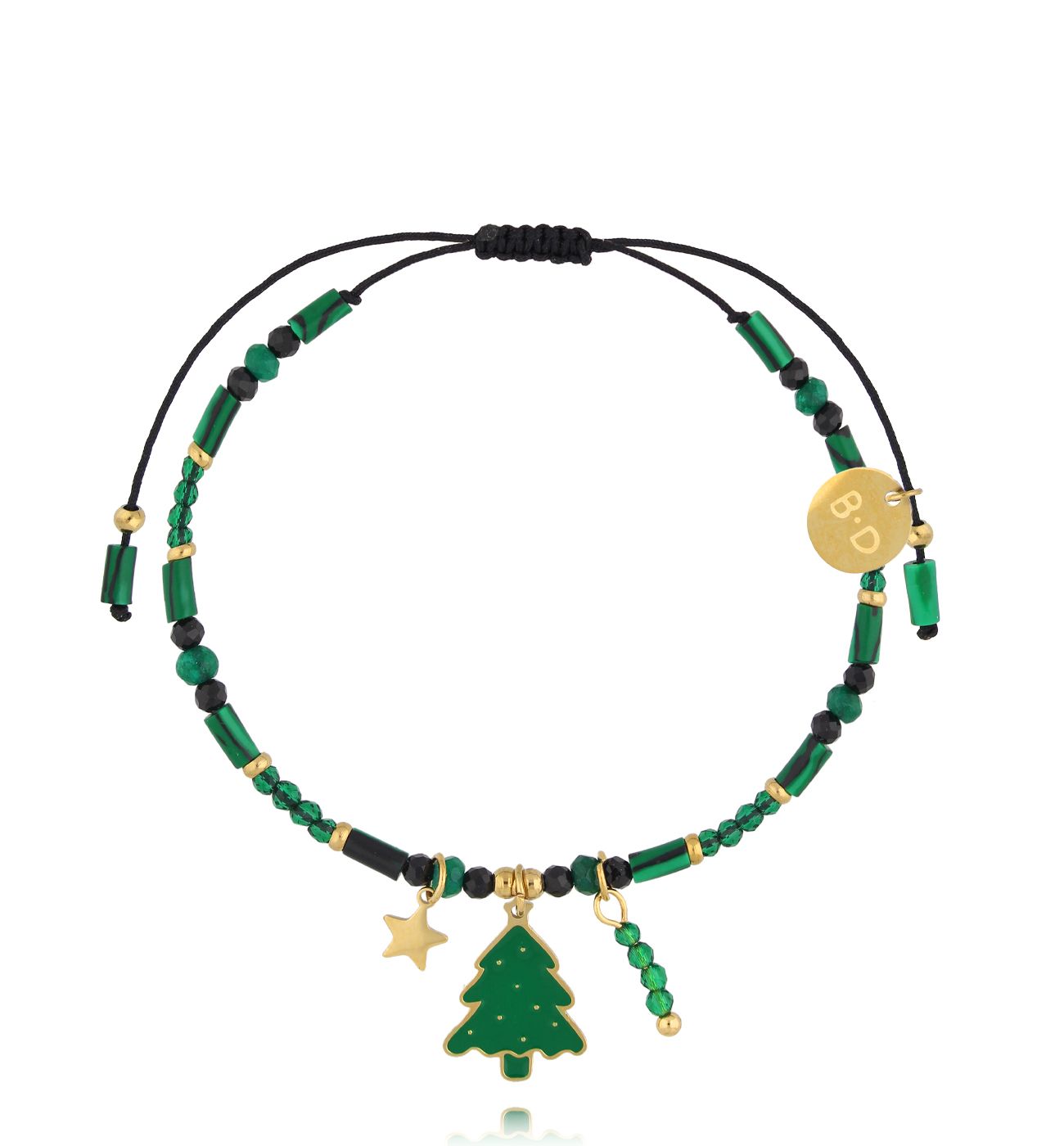 Bransoletka świąteczna zielona z choinką - By Dziubeka