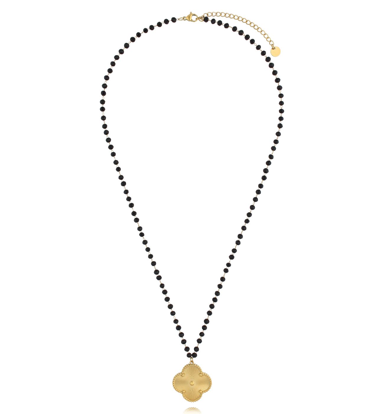 Naszyjnik długi ze złotą koniczynką NSY0441 - By Dziubeka