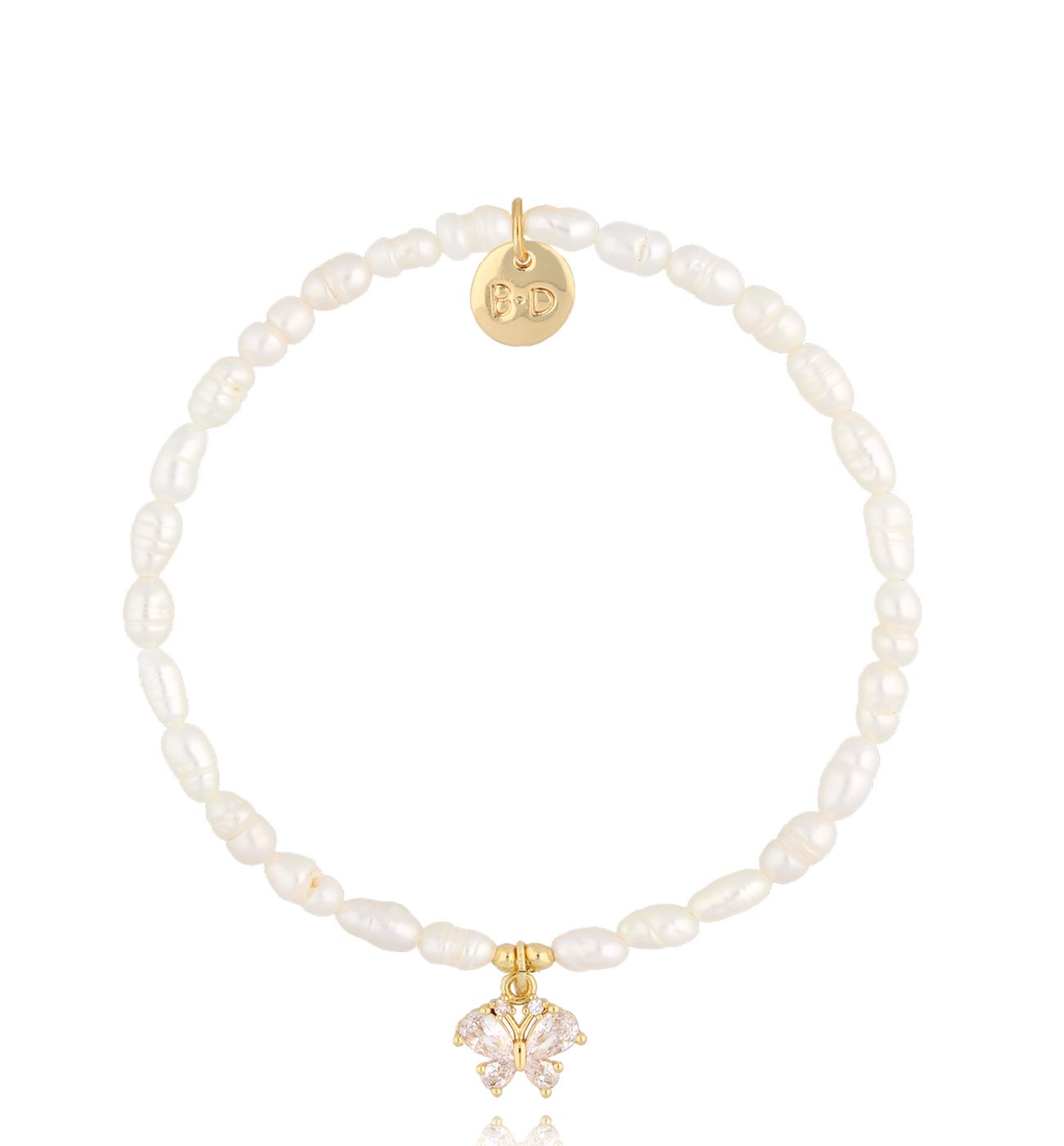 Bransoletka z perłami i motylkiem Insta BPE0086