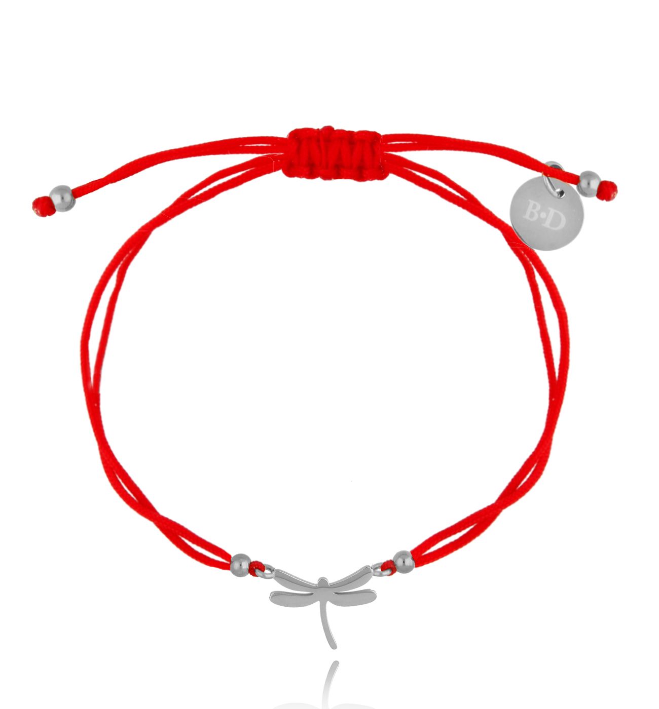 Bransoletka czerwono-srebrna z ważką Surprising BGL0576 - By Dziubeka