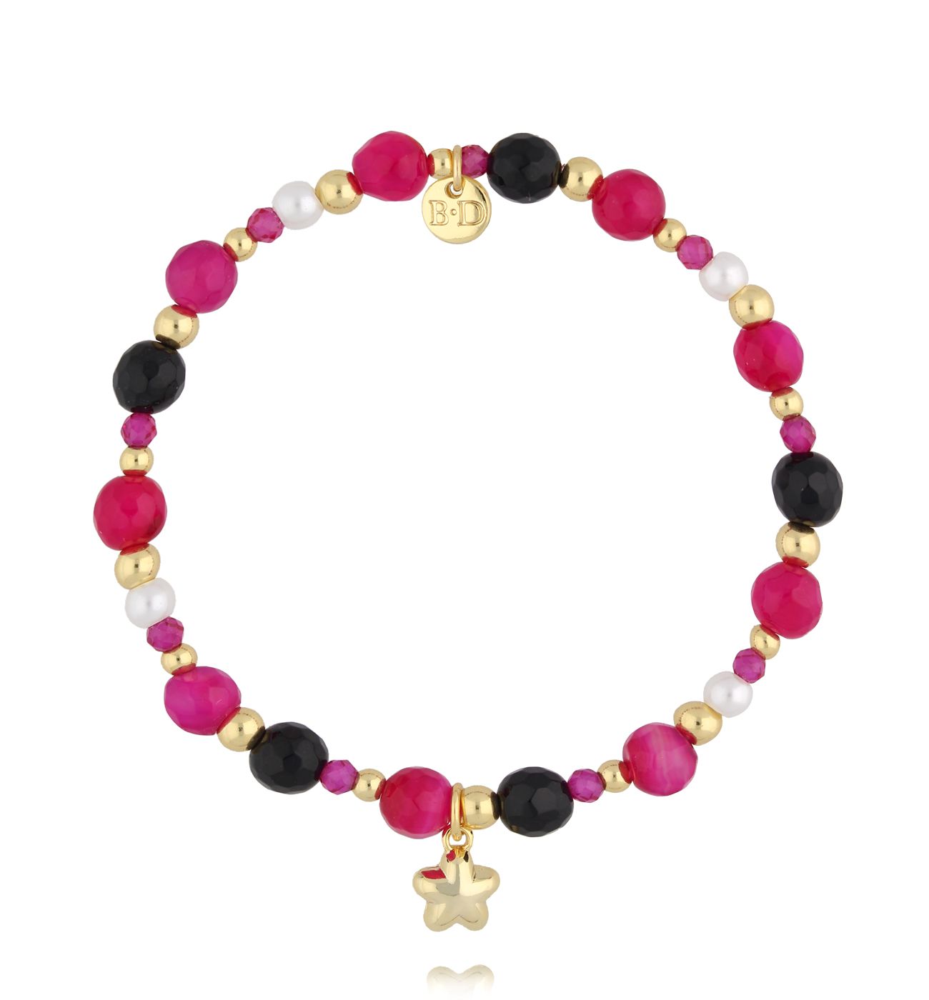 Bransoletka fuksjowa z kwiatuszkiem - By Dziubeka