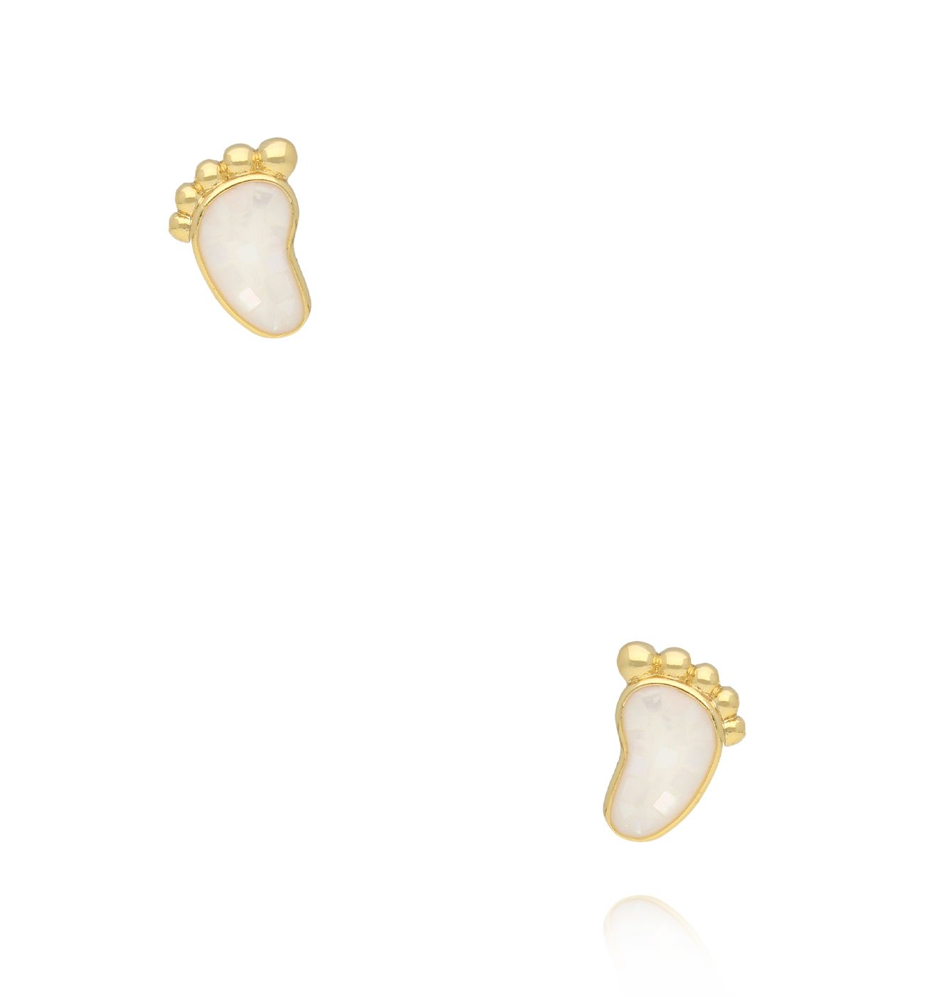 Kolczyki w kształcie stópki z masą perłową - By Dziubeka