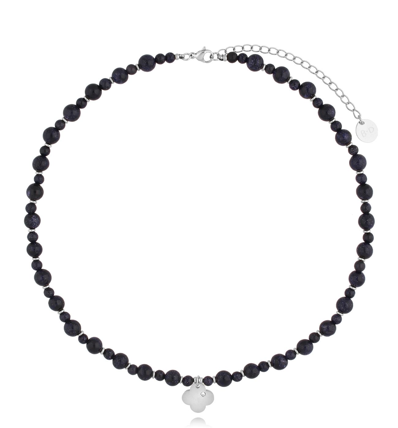 Naszyjnik czarny z koniczynką Sariah - By Dziubeka