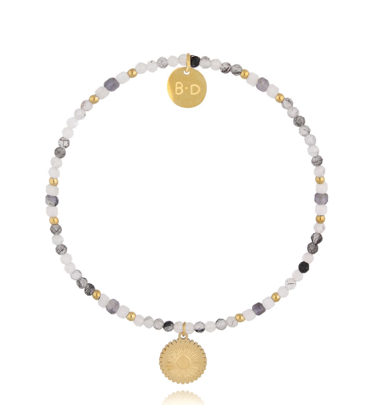 Bransoletka szaro biała z zawieszką BTW3009