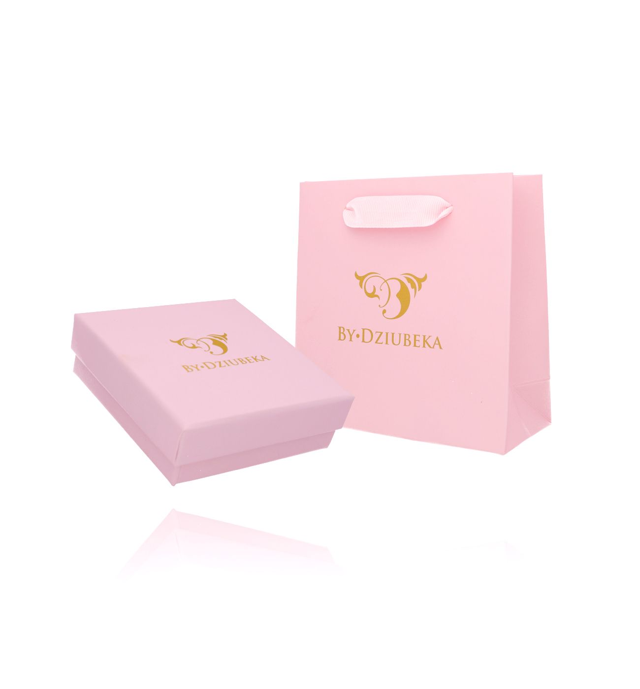 Zestaw prezentowy pudełko i torebka różowy - By Dziubeka