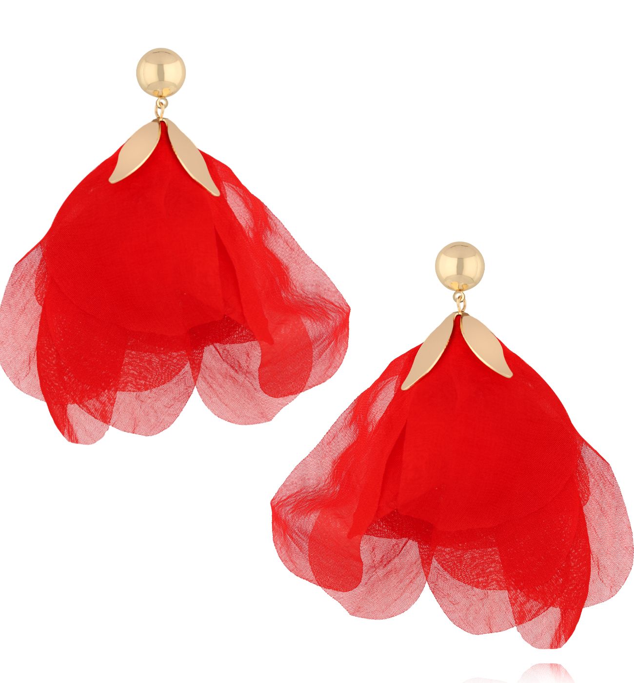 Kolczyki czerwone z tkaniną KBL1959