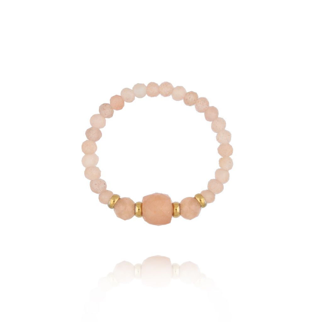 Pierścionek elastyczny z kamieniami słonecznymi - By Dziubeka