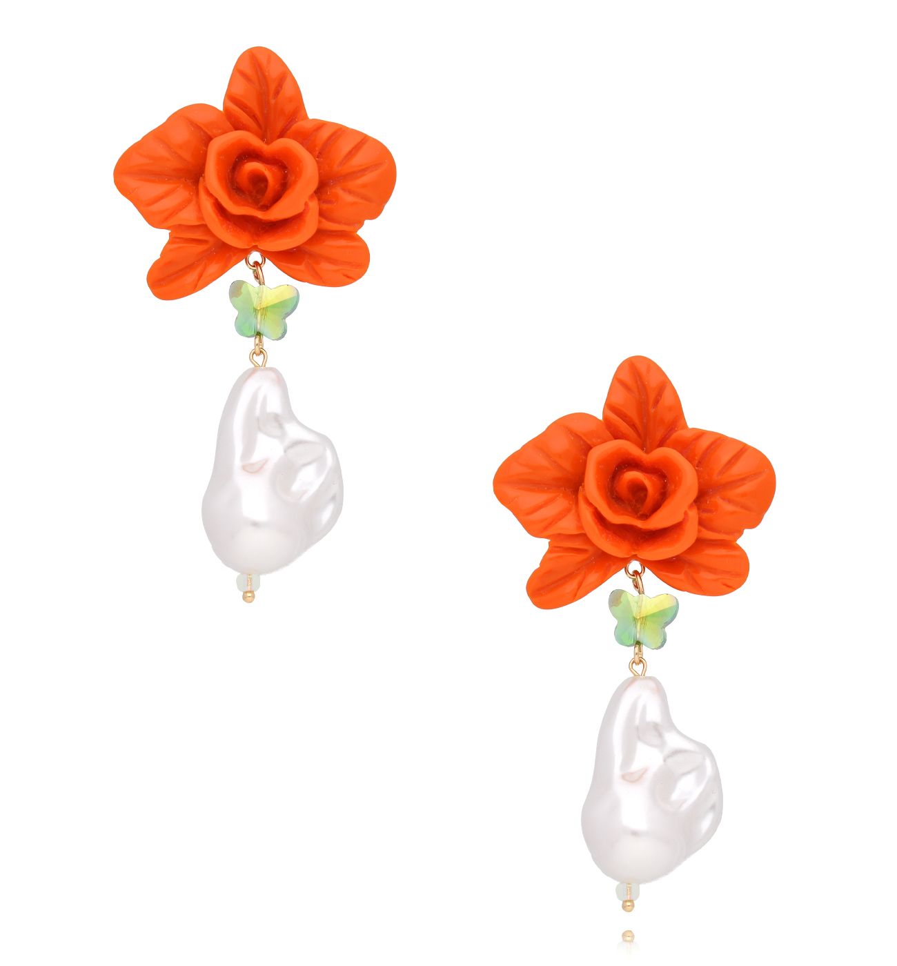 Kolczyki pomarańczowe kwiaty Paradise Bloom KFF0335 - By Dziubeka