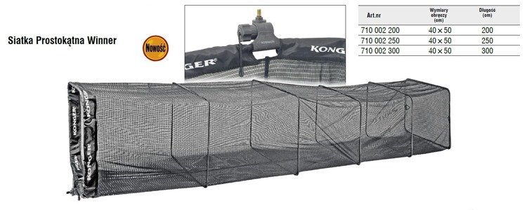 Konger Siatka na ryby Prostokątna Winner 250x50x40cm