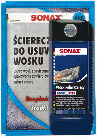 SONAX NANOPRO WOSK KOLORYZUJĄCY NIEBIESKI 500ML + ŚCIERECZKI - Petrostar