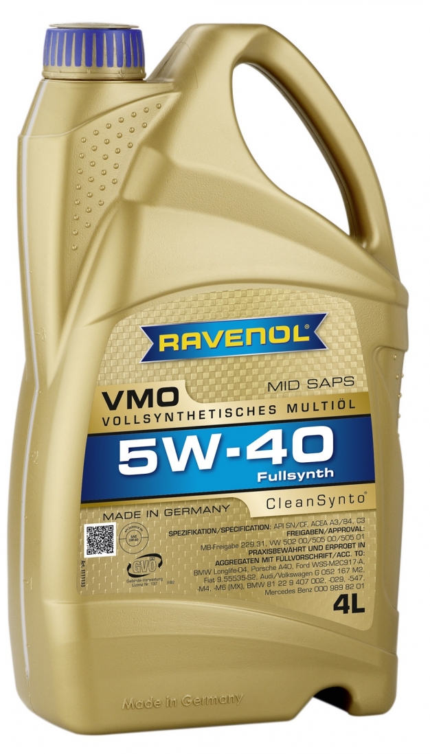 RAVENOL VMO 5W40 CLEANSYNTO SN/CF C3 505.01 4L - Petrostar