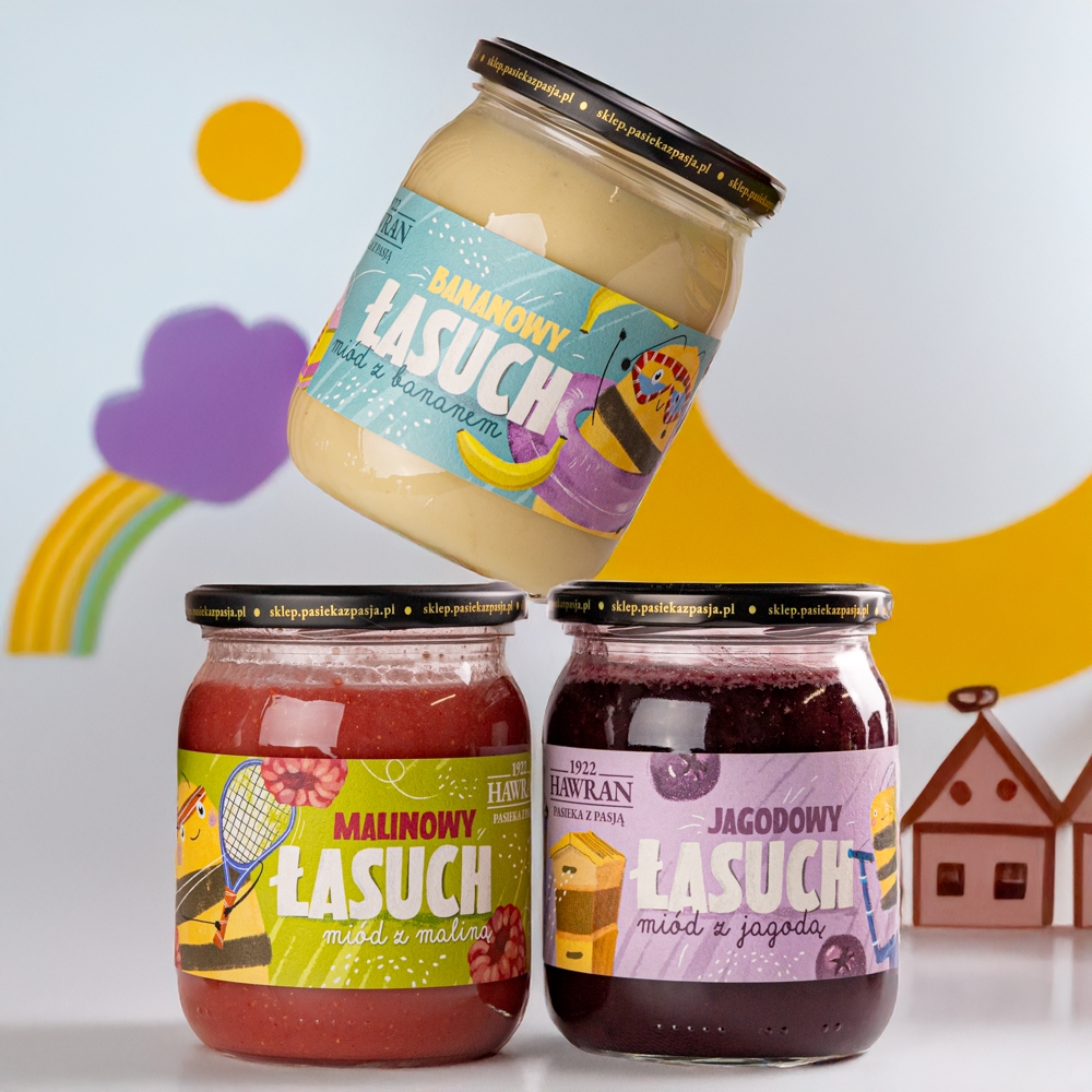 Łasuch maxi - zestaw 3 miodów dla dzieci - Pasieka z Pasją Hawran