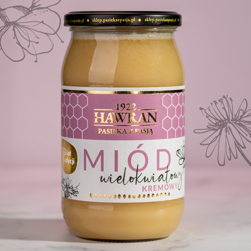 Miód wielokwiatowy kremowy 1050g - Pasieka z Pasją Hawran