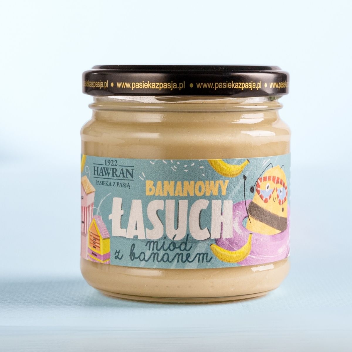 Bananowy łasuch - miód dla dzieci z bananem 240g - Pasieka z Pasją Hawran