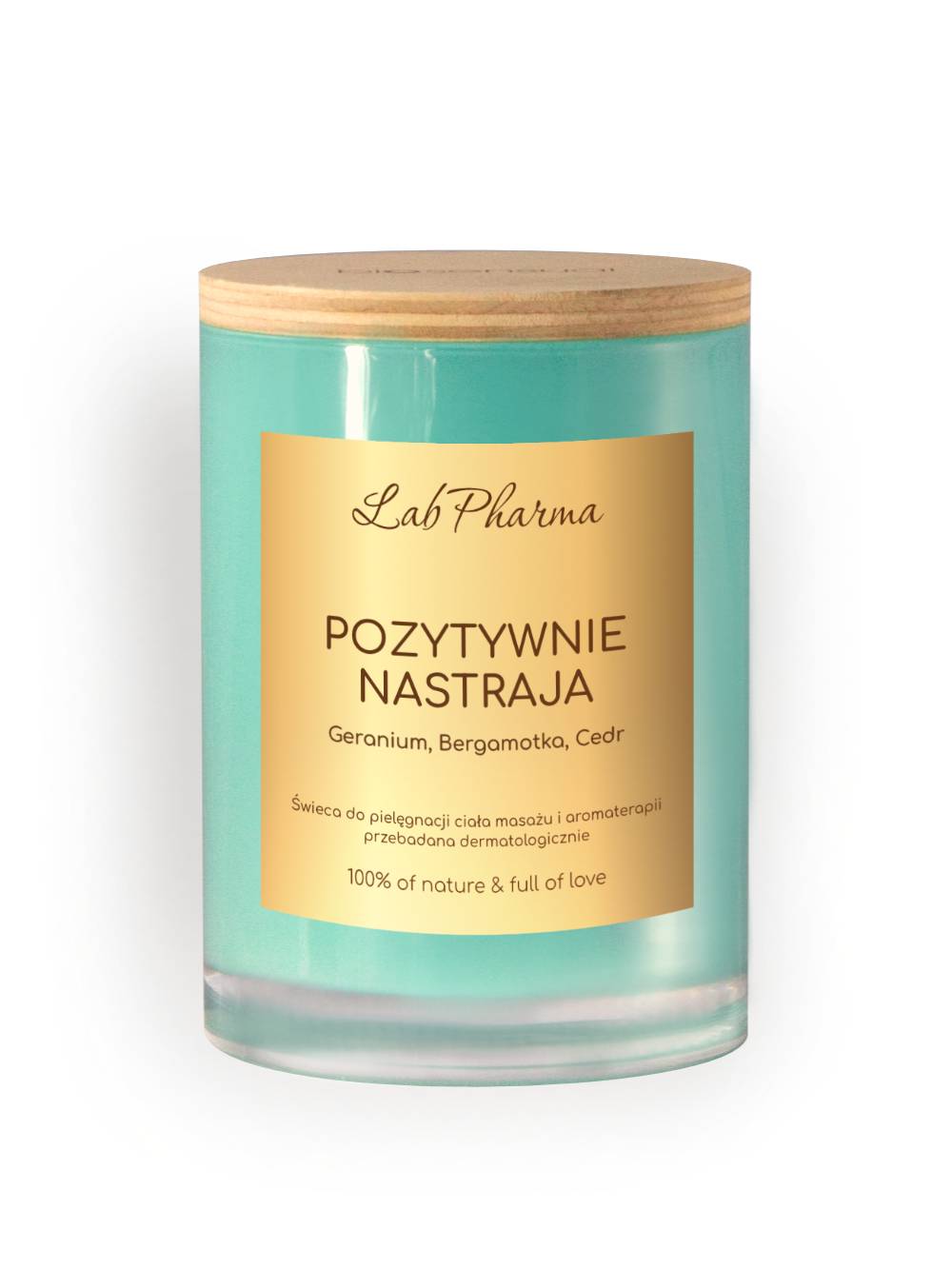 Świeca do aromaterapii i masażu, POZYTYWNIE NASTRAJA trawa cytrynowa, bambus, 170g