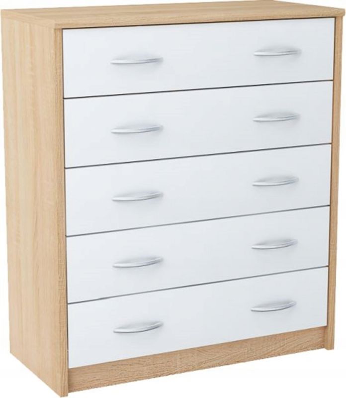 Komoda Matkam 5s szafka 5 szuflad Rob biały-sonoma 1 szt.