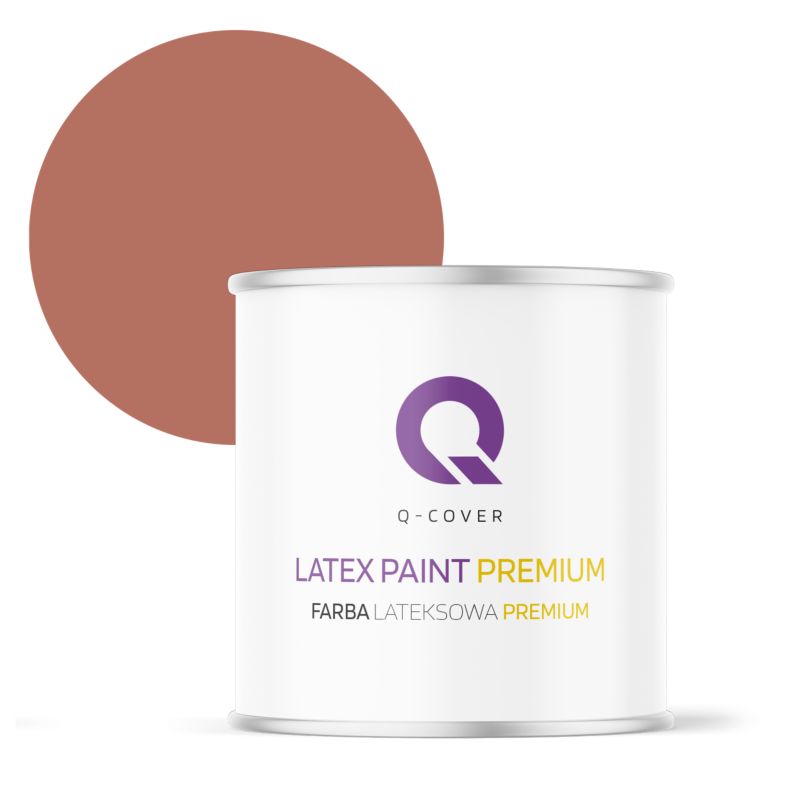 Farba Lateksowa Premium Plamoodporna do Ścian i Sufitów Q-Cover Ceglasty H4728 Głęboki Mat 2L