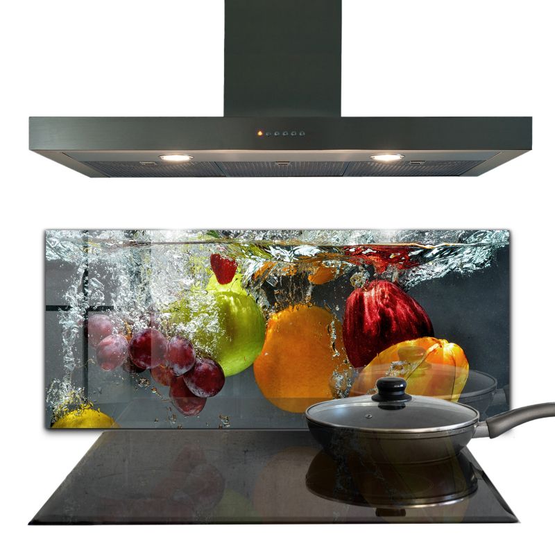 Osłona kuchenna Wallfluent 125x50 cm Lemoniada z Owocami Szklany 1 szt.