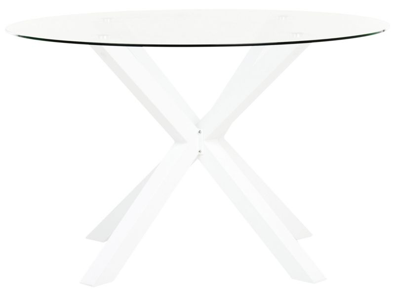 Stół ogrodowy szklany okrągły 120 cm biały Maletto 1 szt.