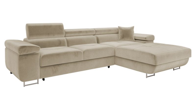 Narożnik z funkcją spania MIRJAN 24 Torezio Mini prawy beżowy plusz 1 szt.