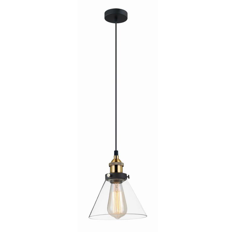Lampa sufitowa wisząca Italux Getan 0662 czarno-złota-przezroczysty industrialna 1xE27 x 60W 1 szt.