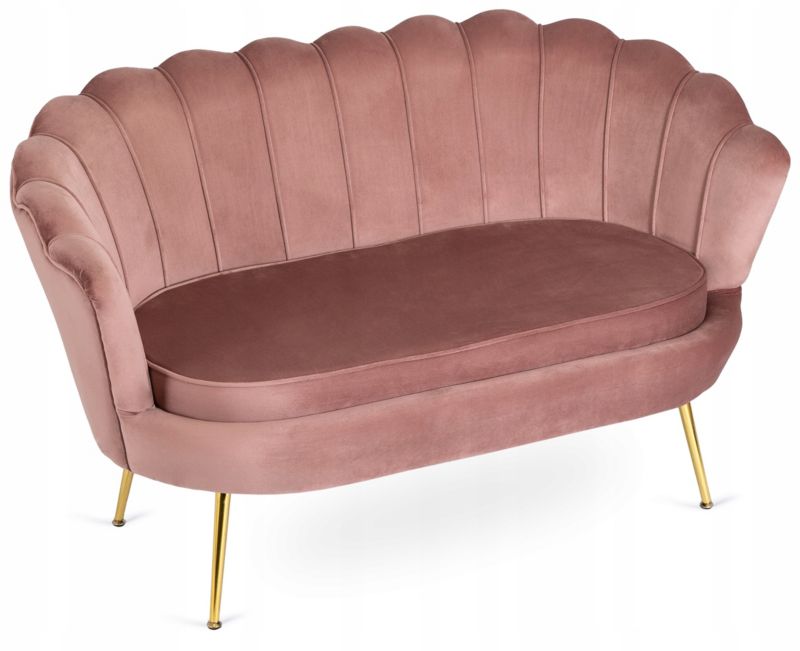 Sofa Mebel Elite ZENDAYA Dwuosobowa Fotel Wypoczynkowy Glamour Róż Złoty 1 szt