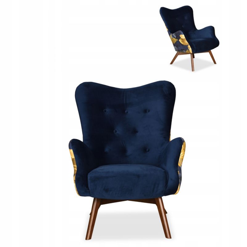 Fotel uszak do salonu Family Meble Luna Print Duo niebieski 1szt