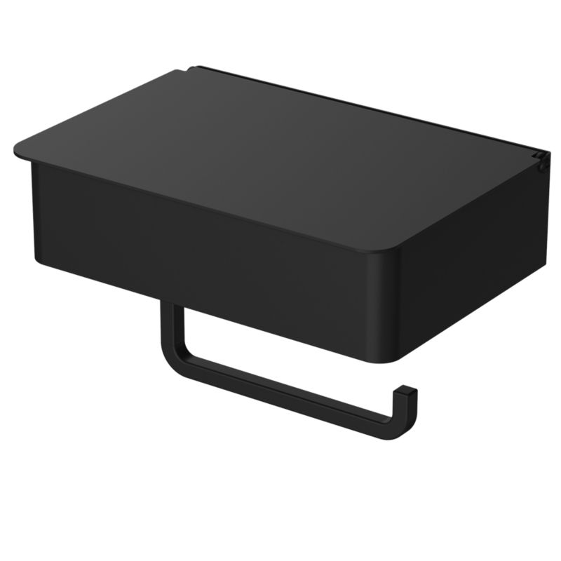 Uchwyt na papier toaletowy z pojemnikiem i półką GoodHome Cavally czarny