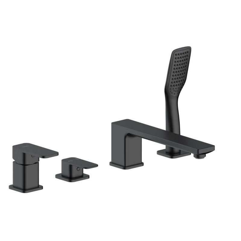 Bateria wannowo-prysznicowa Oltens Hadsel czarny mat 4-otworowa jednouchwytowa 1 szt.