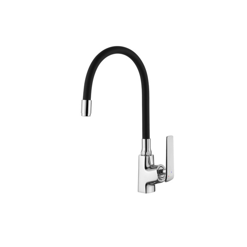 Bateria kuchenna Invena Sarti z elastyczną wylewką i systemem Eco Start, chrom/czarna 1 szt.